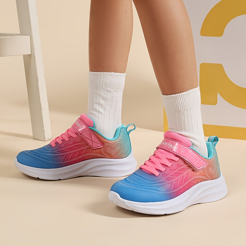 Kick-Resistant KPU Sneakers for Girls, Low-Top Kids' Tennis Shoes with Cushioned Sole, Round Toe and Closure for Toddler, Little Kid & Big Kid Casual Wear