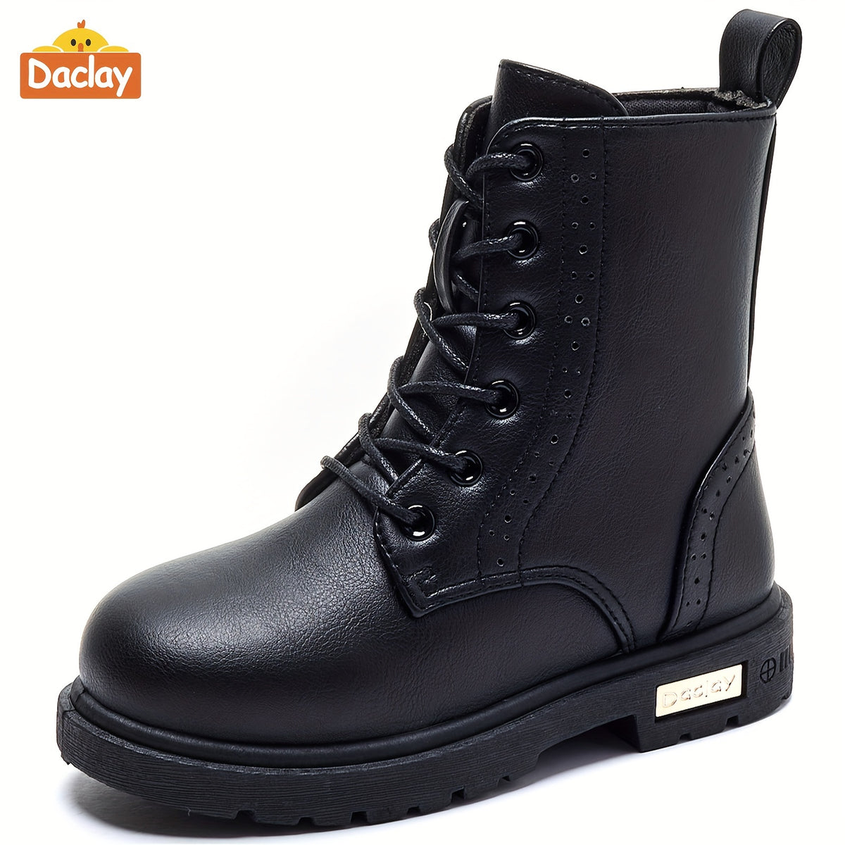 Boys Casual Boots in Black by Daclay, Solid-Color Slip-Resistant Outdoor Footwear for Toddler, Little Kid and Big Kid Fall and Winter Wear