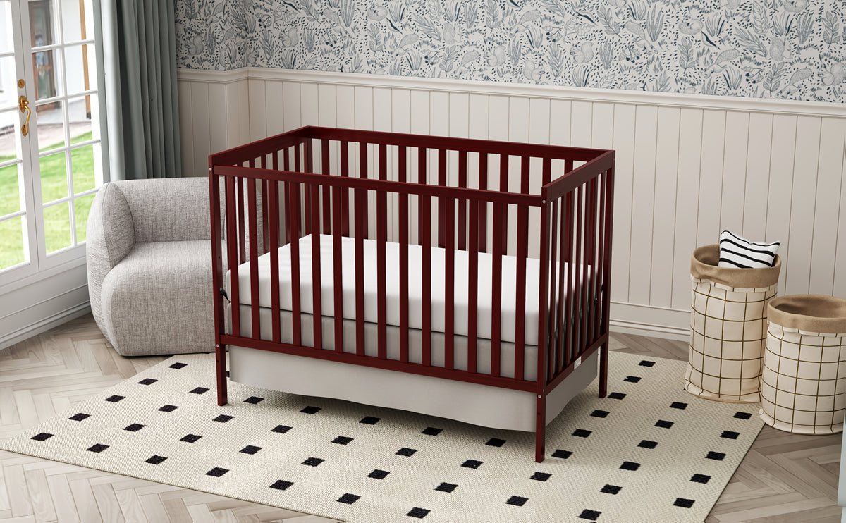 5-in-1 Convertible Crib by Goldzone, New Zealand Pine Wood Baby Crib with 4 Adjustable Mattress Heights, Toddler, Daybed and Full-Bed Options