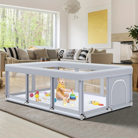 Breathable Mesh Baby Playpen for Indoor and Outdoor Play, Baby Fence Play Yard for Babies and Toddlers with Size and Mat Bundle Options