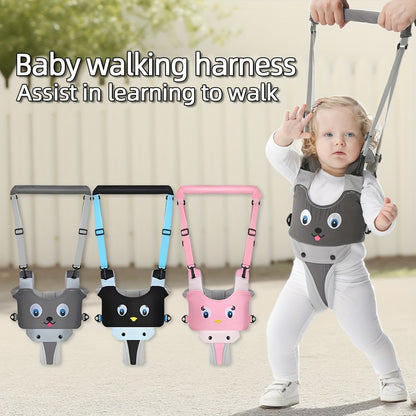 Baby Walking Aid Belt for 8-24 Months, Adjustable Pink Cartoon Toddler Support Harness for Supervised Indoor First-Step Practice