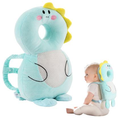 Baby Head Protector Backpack with Plush Animal Cushion, Adjustable Toddler Walking and Crawling Back Pad in Dinosaur, Duck, Tiger, Astronaut or Bunny