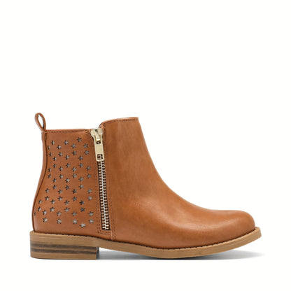 Girls Side-Zip Ankle Boots in Tan by DREAM PAIRS KIDS, Low-Heel Round-Toe Short Boots for Toddler, Little Kid and Big Kid Fall Outfits