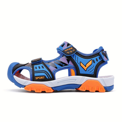 Boys' Summer Sandals with Protective Toe Coverage, Soft Casual Shoes for Warm Days in Greenish Yellow or Sky Blue, Little Kid & Big Kid Sizes