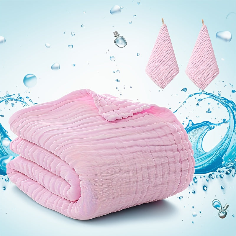 Baby Blanket and Towel Set, 3-Piece Soft Breathable Swaddle Blanket with 2 Absorbent Square Towels for Newborn Care and Baby Shower Gifts