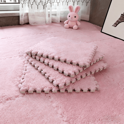Interlocking Carpet Tiles, 38-Piece EVA Patchwork Floor Mat Set in Solid Colors for Living Room, Bedroom and Bay Window Home Decor