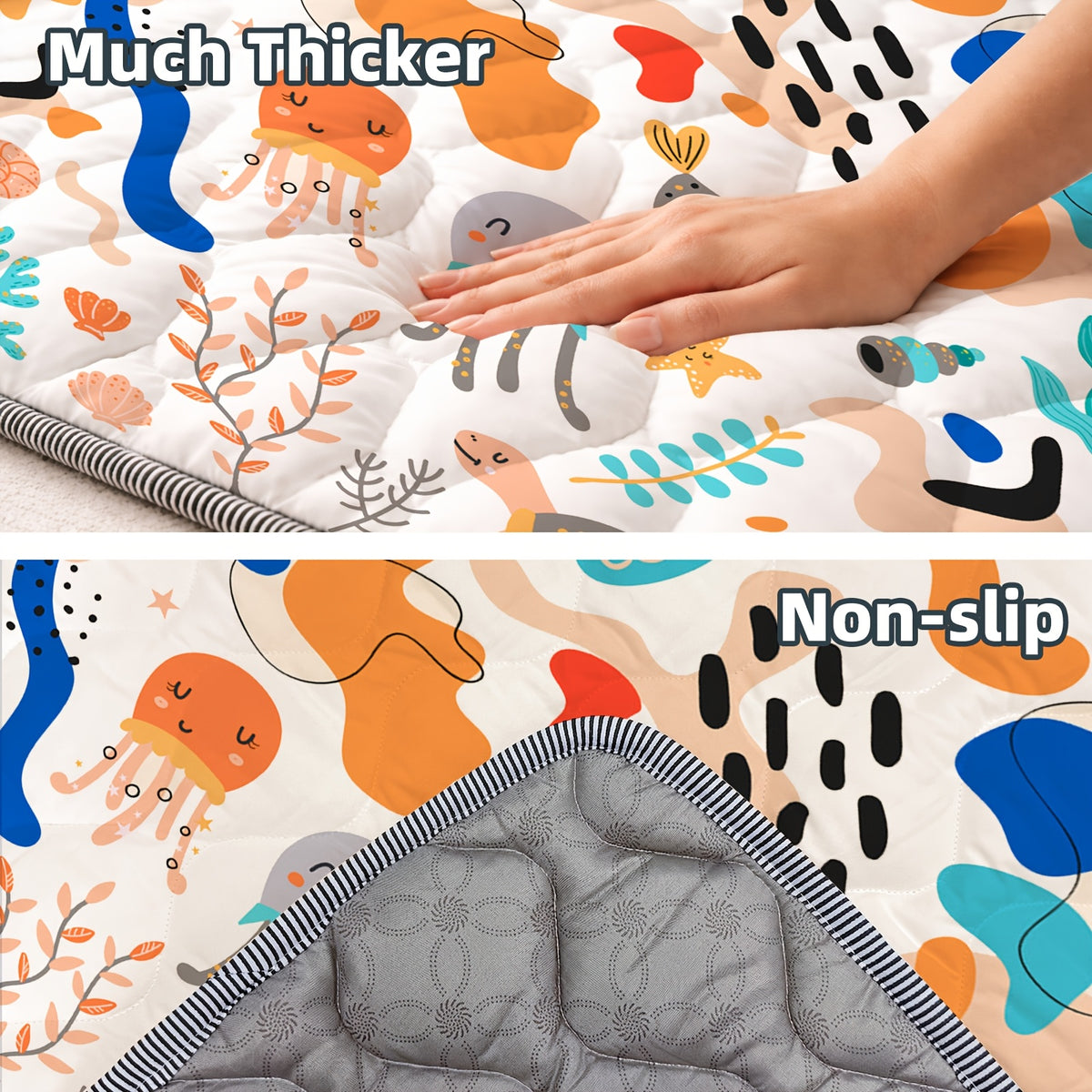 Foldable 50-Inch Baby Crawling Mat with Soft Padding, Machine-Washable Boho Playpen Floor Mat for Infants and Toddlers at Home