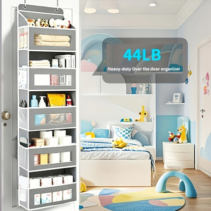 5-Shelf Over-the-Door Organizer with 10 Storage Pockets, No-Drill Hanging Door Storage for Nursery, Bedroom, Bathroom and Pantry Essentials