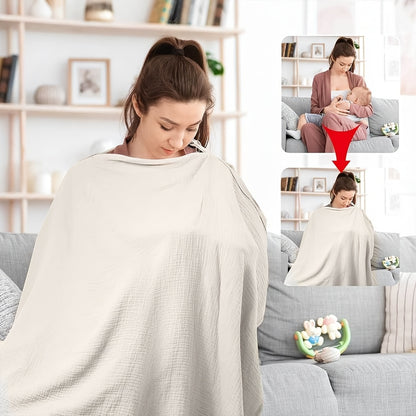 Breastfeeding Shawl and Nursing Cover for Moms, Lightweight Breathable Wrap for Feeding On the Go in Coffee or Beige, Postpartum Gift Idea