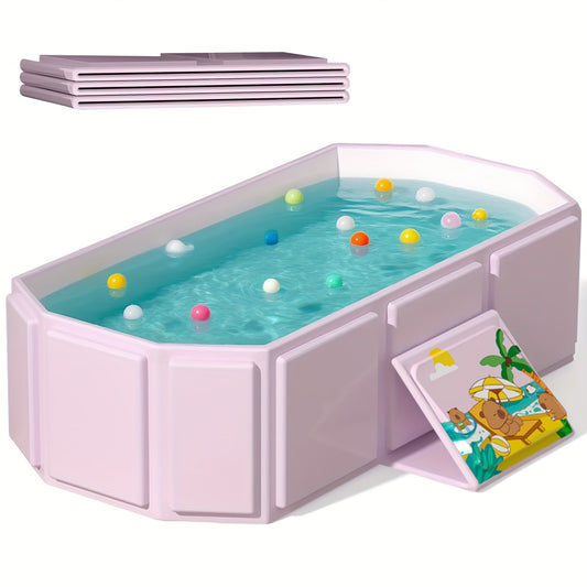 Accordion Folding Baby Bathtub, 29.5 x 17.7 x 9.8 Inch Portable Bath Tub for Supervised Infant and Toddler Bathing, Compact Storage in Pink or Green