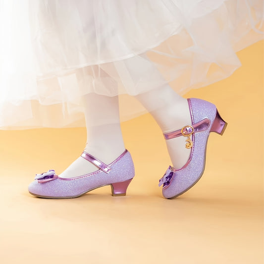 Kids Mary Jane Ballet Flats with Bow and Flower Details, Low-Heel Round-Toe Dress Shoes for Toddler, Little Kid & Big Kid Parties