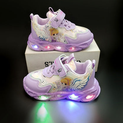 LED Light-Up Sneakers for Girls - Glow-in-the-Dark Casual Running Shoes, Fun Princess Style Light Up Shoes for Little Girls, Lightweight Everyday Wear