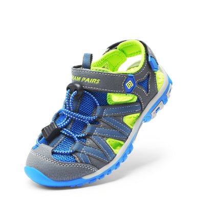 Kids Mesh Closed-Toe Sandals for Boys and Girls | Adjustable Two-Strap Outdoor Summer Shoes with EVA Soles for Toddler to Big Kid Sizes