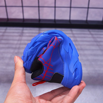 Boys LED Light-Up Mesh Sneakers with Spider-Inspired Design, Red Blue or Black Casual Running Shoes for Toddler, Little Kid and Big Kid Sizes