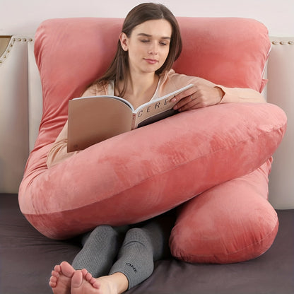 J-Shaped Full Body Pregnancy Pillow, 62-Inch Maternity Pillow with Removable Pillowcase, Large Size Back to Leg Support for Comfortable Pregnancy Sleep, Great Baby Shower and Holiday Gift