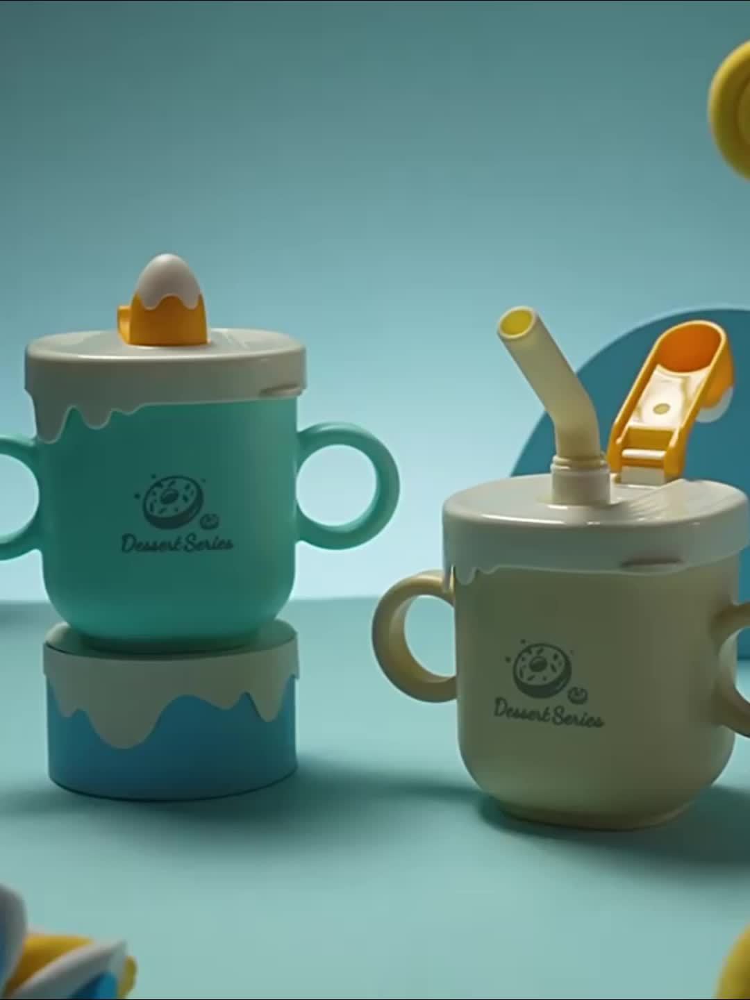 Toddler Straw Cup with 316 Stainless Steel Liner, 8.79 oz Handled Sippy Cup with Measurement Scale in Butter Yellow or Apple Green for Daily Drinks