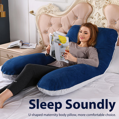 Maternity Back Neck and Leg Support Pillow, U-Shaped Portable Pregnancy Pillow, Soft Comfortable Polyester Body Pillow for Expecting Moms, Hand Wash or Dry Clean, Full Body Pregnancy Support