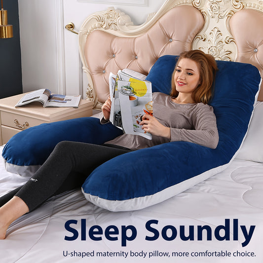 Maternity Back Neck and Leg Support Pillow, U-Shaped Portable Pregnancy Pillow, Soft Comfortable Polyester Body Pillow for Expecting Moms, Hand Wash or Dry Clean, Full Body Pregnancy Support
