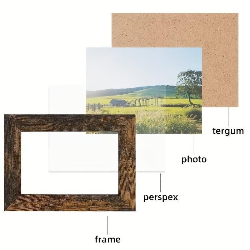 Wooden Baby Photo Frame Set, Two 4-Panel 4x6 Collage Frames with Glass Covers for Nursery Wall or Tabletop Display, First-Year Memories and Gift Giving