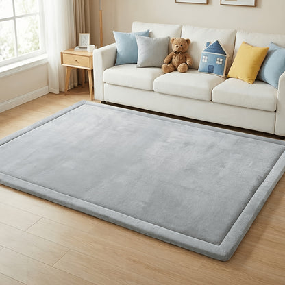 Tummy-Time Velvet Play Mat with 1.3-Inch Cushioning, Non-Slip Crawling Floor Pad for Infants and Toddlers, Four Size Options