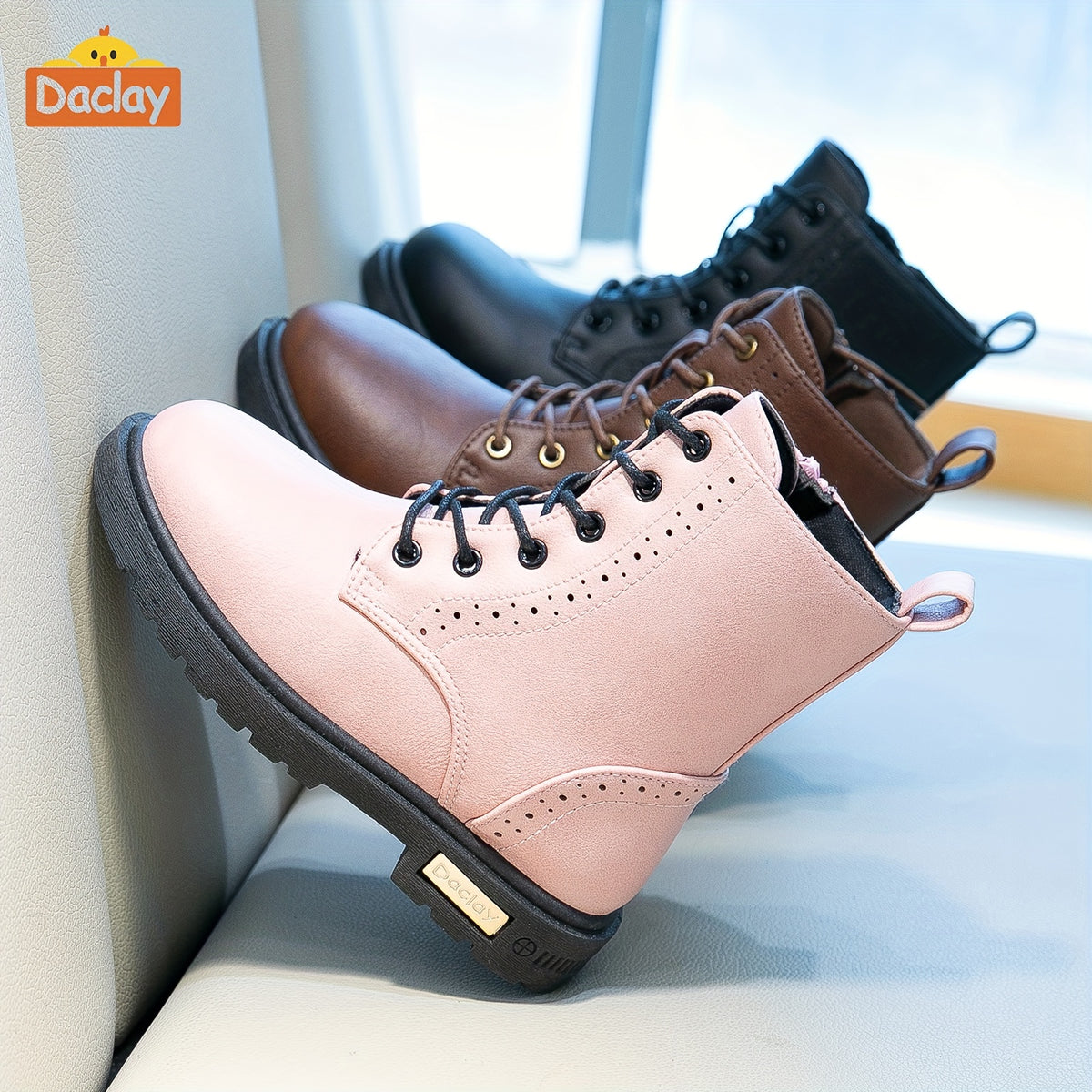 Boys Casual Boots in Black by Daclay, Solid-Color Slip-Resistant Outdoor Footwear for Toddler, Little Kid and Big Kid Fall and Winter Wear