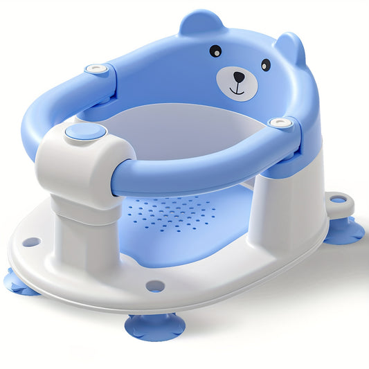 Bear Baby Bath Seat with 4 Suction Cups and Soft Cushion, Compact Bathtub Chair for Sitting Babies 6 Months and Up with Adult Supervision