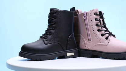 Boys Casual Boots in Black by Daclay, Solid-Color Slip-Resistant Outdoor Footwear for Toddler, Little Kid and Big Kid Fall and Winter Wear
