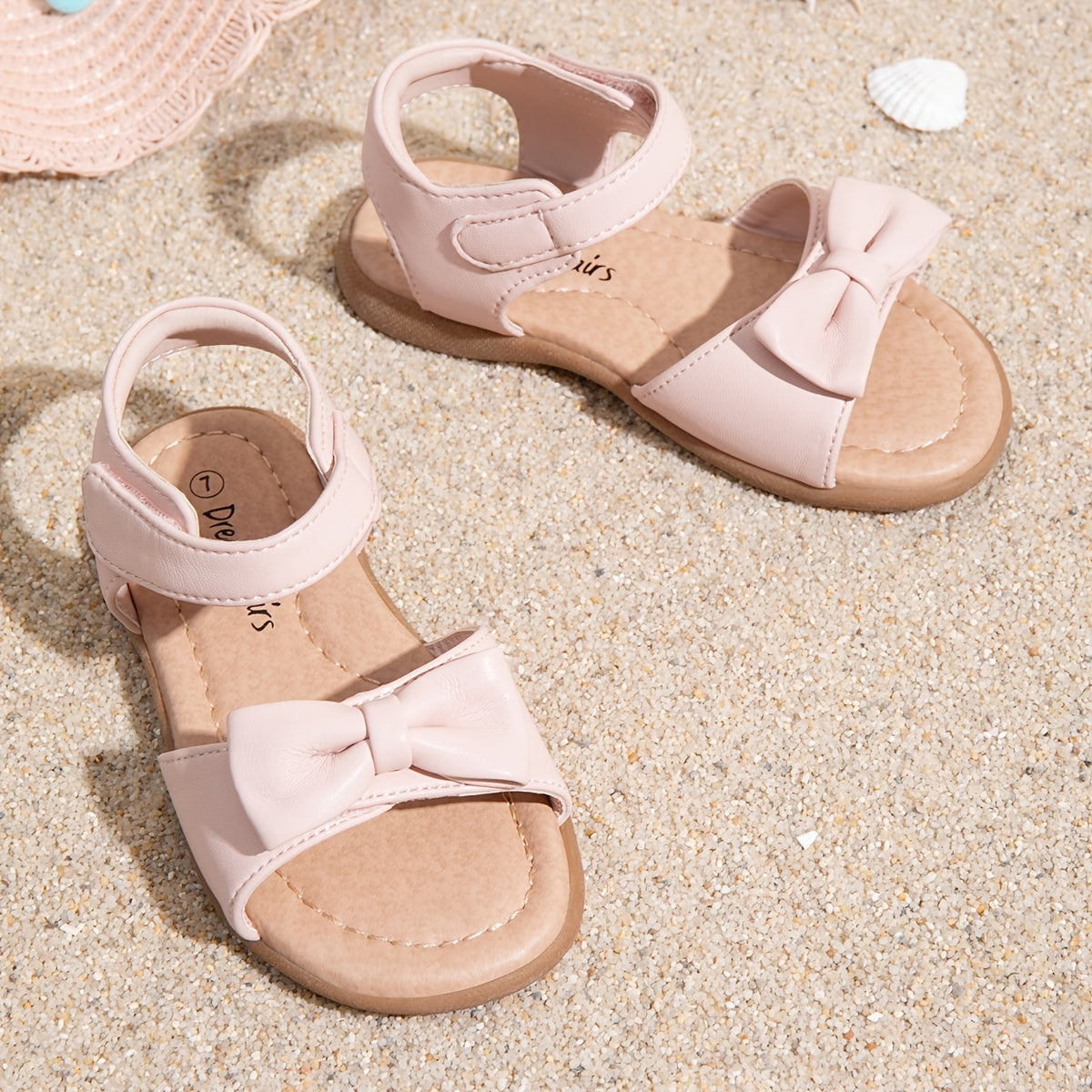Girls Bow Sandals by DREAM PAIRS with Hook-and-Loop Fastener | Round-Toe TPR Sole Summer Shoes for Toddler, Little Kid and Big Kid Outings