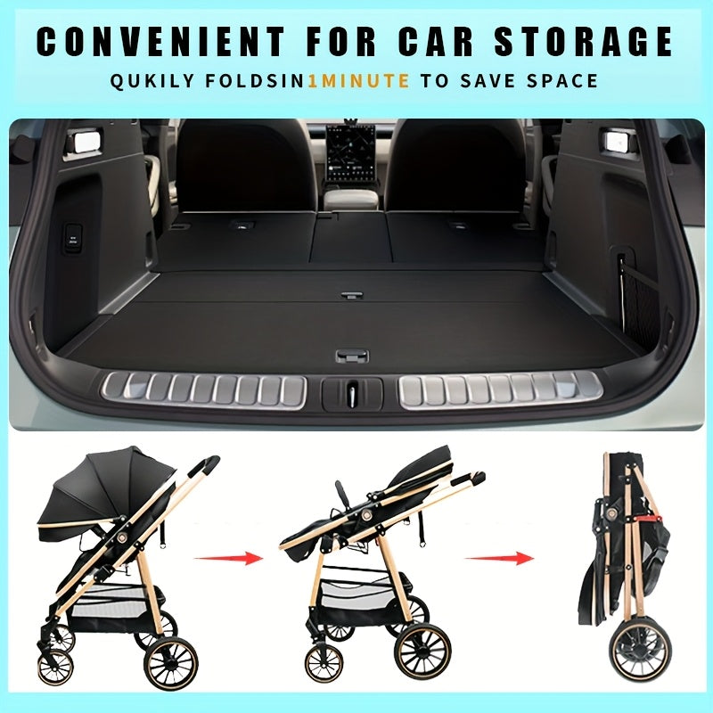 Lightweight Travel Stroller with Quick-Folding Design, Adjustable Backrest, Canopy and Storage Basket, Black Baby Pushchair for Everyday Outings