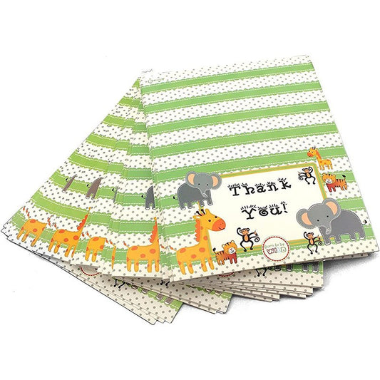 Baby Shower Cards 24-Pack with Jungle Safari Animal Theme, New Baby Congratulations Greeting Cards for Expecting Parents, Shower Wishes and Family Celebrations