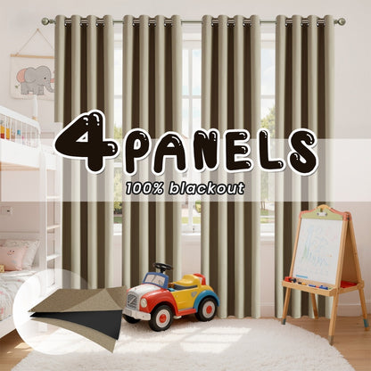 Grommet Nursery Curtains 4-Panel Blackout Set, Thermal Room-Darkening Window Drapes in Aqua Blue, Sage, Beige or Off White