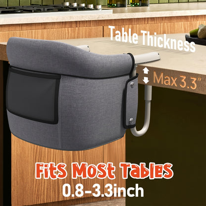 Portable Hook-On High Chair for Babies 6-36 Months, Foldable Table Feeding Seat with 3-Point Harness for Family Meals and Travel