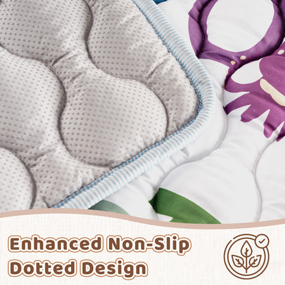 Patterned Baby Floor Mat 50 x 50 Inches, Soft Washable Playpen and Crawling Surface with Anti-Slip Bottom for Tummy Time and Supervised Indoor Play