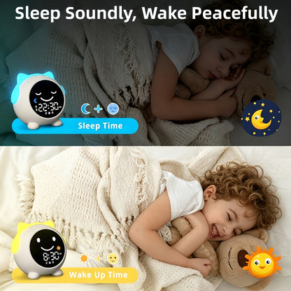 Toddler Sleep Training Clock with OK-to-Wake Color Display, LED Night Light, Sound Machine and Bluetooth Music Player for Kids Bedroom