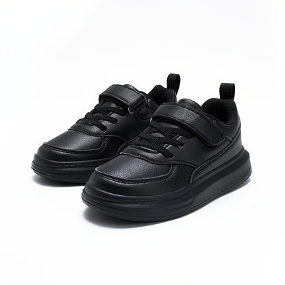 Kids Black Running Sneakers with Breathable Mesh Upper and Lightweight EVA Midsole, Low-Top Athletic Shoes for Daily Play and Casual Outings