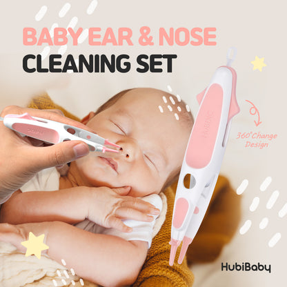 Rotating Baby Nose Cleaner Tweezer with Scoop & Loop for Newborns and Infants, BPA-Free PP Nasal Care Tool for Sticky or Dry Mucus, One-Hand Locking Design, Blue or Pink