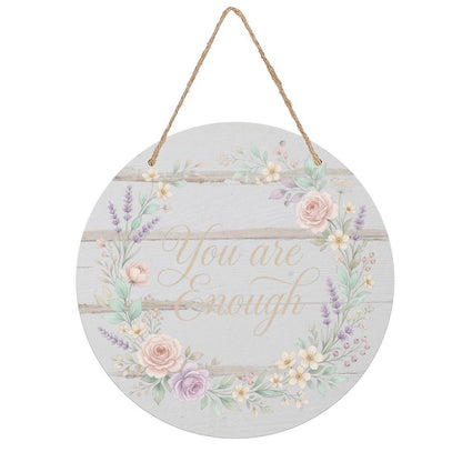 8-Inch Round Wood Door Sign with 2D Flat Print, Decorative Nursery and Home Door Hanger for Seasonal Wall, Patio or Garden Display, Flat Printed Circle Plaque