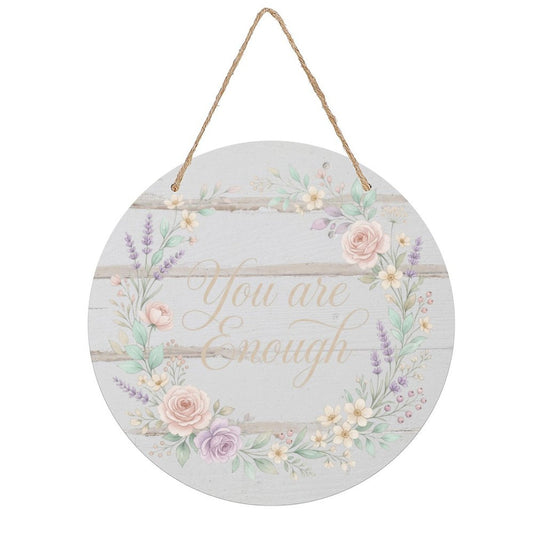 8-Inch Round Wood Door Sign with 2D Flat Print, Decorative Nursery and Home Door Hanger for Seasonal Wall, Patio or Garden Display, Flat Printed Circle Plaque