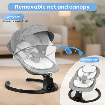 Electric Baby Swing with 5 Speeds and 10 Lullabies, Padded Infant Seat with Timer, Bluetooth Music and 5-Point Harness for Supervised Indoor Use