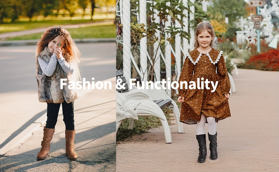 Buckle-Zip Knee-High Winter Boots for Girls - Plush Faux Fur Lined, Textured TPR Sole with Stable Heel, Cozy Warm Fashion Boots for Cold Weather, Toddler to Big Kid