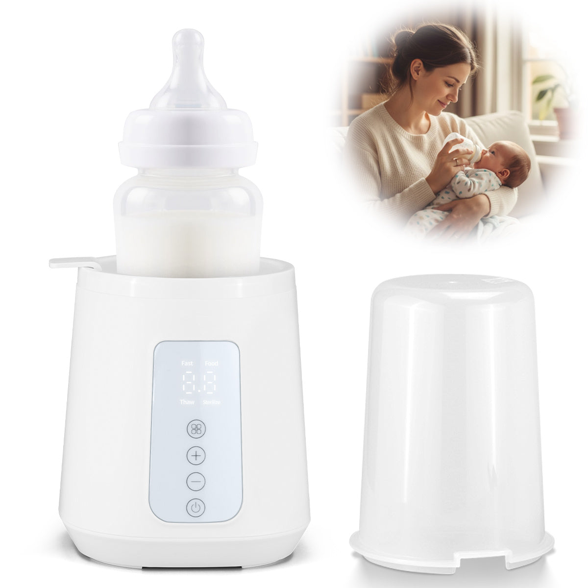 12-in-1 Baby Bottle Warmer with Timer, Fast Milk Heater for Breastmilk and Formula, Keep Warm, Thawing and Baby Food Jar Heating