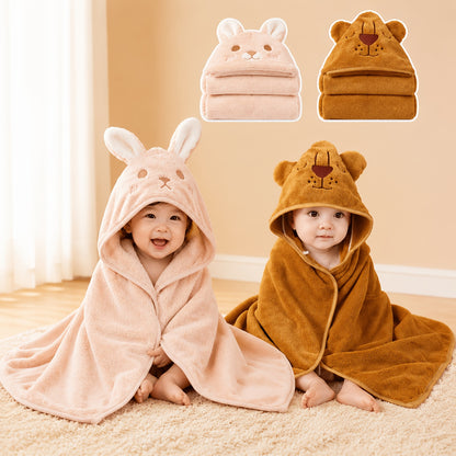Baby Bath Towels and Swaddle Wraps for Newborns and Toddlers, Soft Absorbent Dual-Purpose Printed Towels in Two-Piece Color Sets