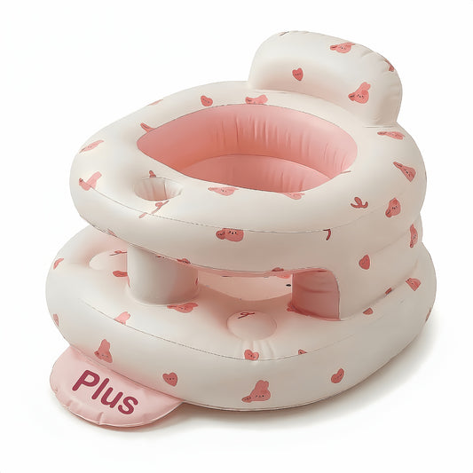 Inflatable Baby Seat, Wide-Base XL Sit-Me-Up Floor Chair with Built-In Air Pump for Supervised Sitting and Feeding, Ages 3–36 Months
