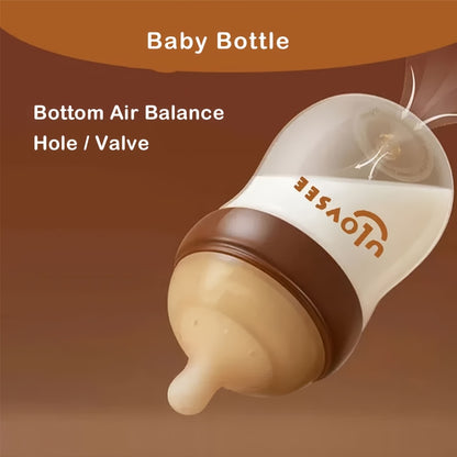 Borosilicate Glass Baby Bottles, Wide-Neck Feeding Bottle with Bottom Air Balance Valve, 4 oz, 5 oz and 8 oz Options for Daily Infant Feeding