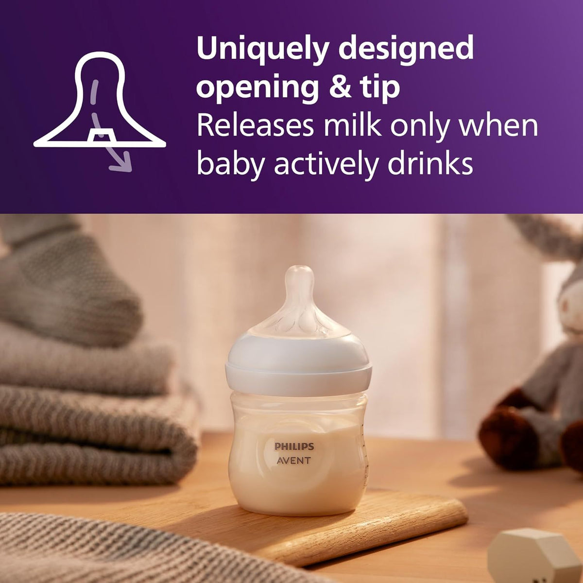 Philips Avent Natural Baby Bottle Set, 4 oz Clear Feeding Bottles in a 4-Pack for Newborn Feeding Routines, Home, Travel and Baby Shower Gifts