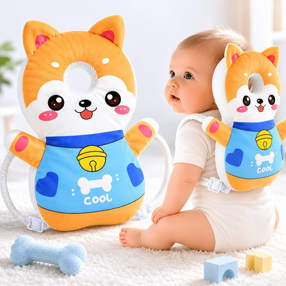 Toddler Plush Back Cushion Backpack with Adjustable Straps, Soft Cartoon Animal Wearable Pad for Crawling and Early Walking in Seven Animal Designs
