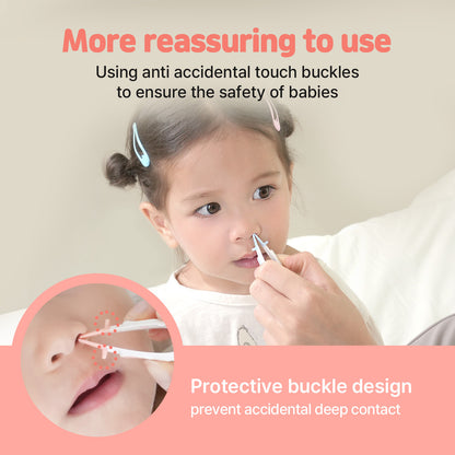 Rotating Baby Nose Cleaner Tweezer with Scoop & Loop for Newborns and Infants, BPA-Free PP Nasal Care Tool for Sticky or Dry Mucus, One-Hand Locking Design, Blue or Pink
