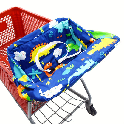 Baby Shopping Cart Seat Cover and High Chair Cushion, Portable Machine-Washable Padded Seat with Safety Straps and Attached Storage Bag