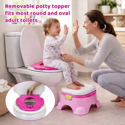 Toddler Potty Chair 3-in-1 Toilet Training Set with Removable Seat Ring and Step Stool for Boys and Girls Learning Independent Bathroom Routines