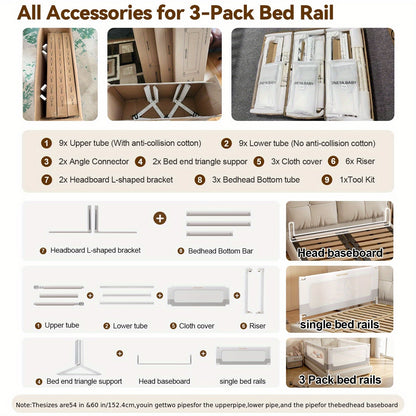 Adjustable Toddler Bed Rail Guard for Full, Queen or King Beds, 28-Inch-High Screw-Fix Bedside Safety Barrier in Four Length Options for Kids